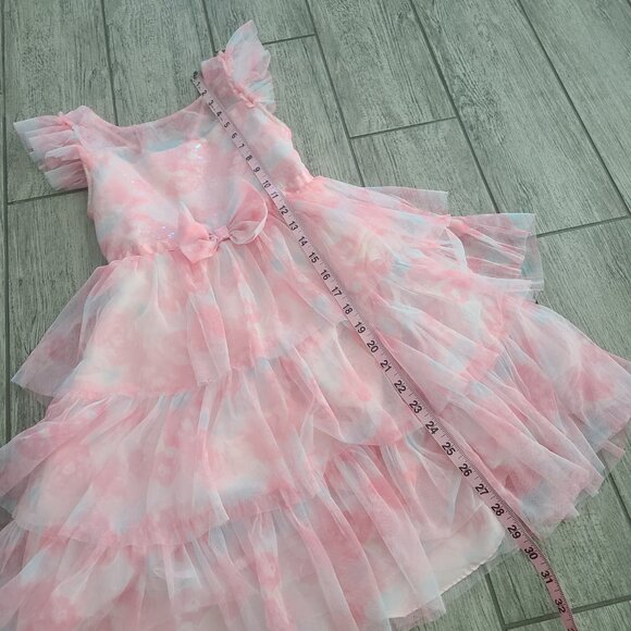 Jona Michelle Girls Pink Sequin Tulle Ruffle Formal Party Dress size 8 - Picture 8 of 11